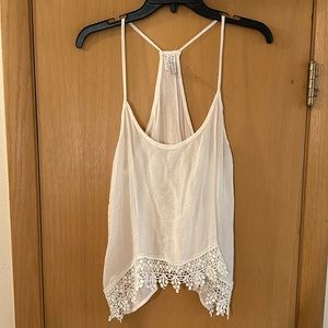 Nella Fantasia Women’s Lace Lightweight Halter Tank Top Cami White Size Medium